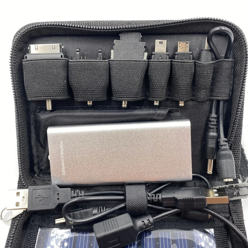 Portable Solar Power Bank Charger Kit Multi Tip USB Cell Phone MP3 Camera Travel